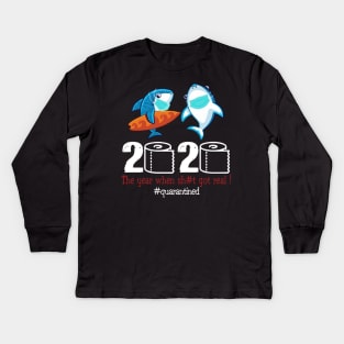 Shark 2020 The year when shit got real Kids Long Sleeve T-Shirt